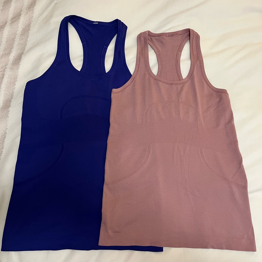 lululemon Swifty Tech Navy and Lilac Tank Tops